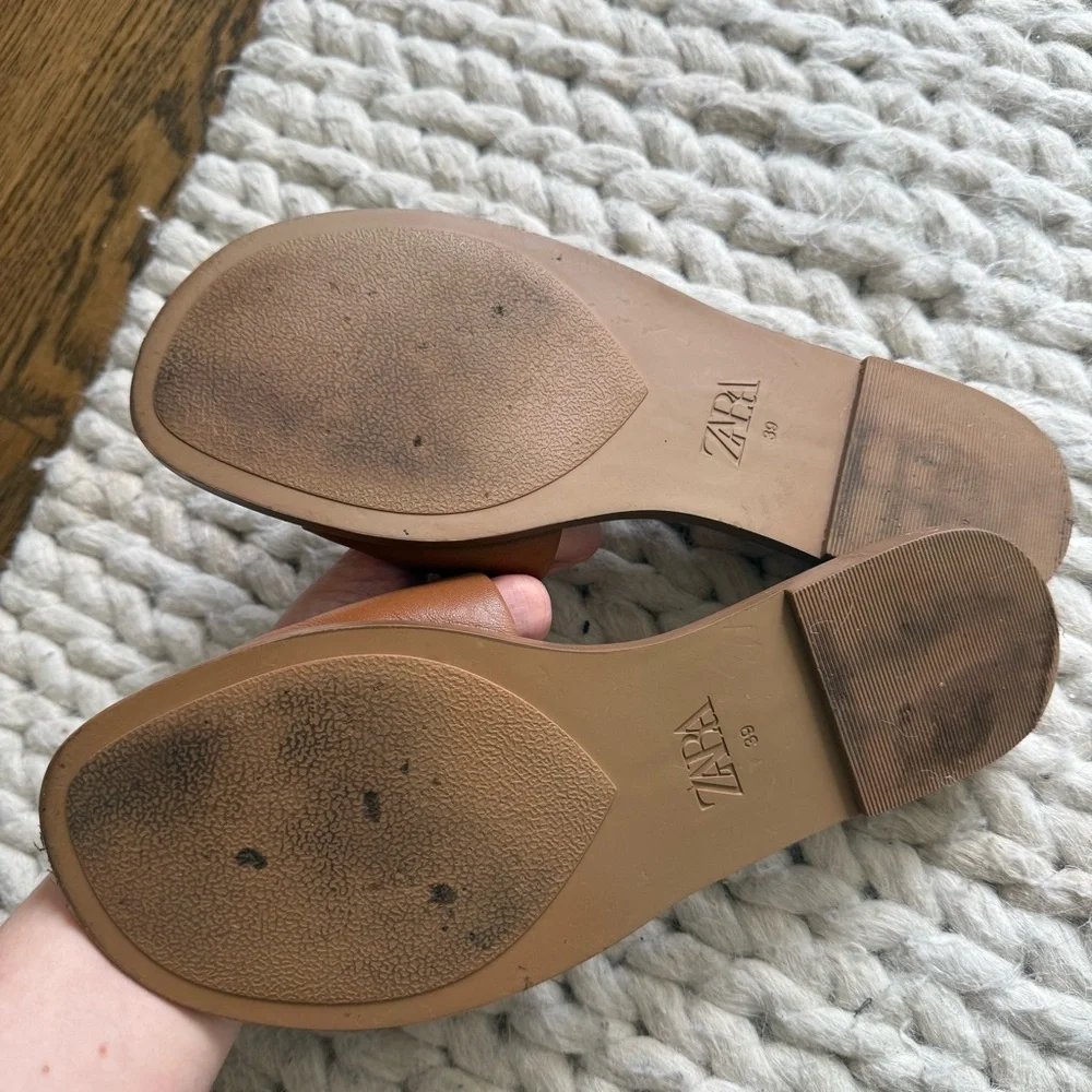 Zara brown leather sandals - Picture 2 of 2